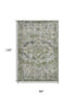 8' X 10' Artichoke Green Gray And Charcoal Oriental Washable Area Rug With UV Protection