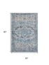 5' X 8' Blue Beige And Teal Oriental Washable Area Rug With UV Protection