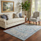 5' X 8' Blue Beige And Teal Oriental Washable Area Rug With UV Protection