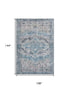 9' X 12' Blue Beige And Teal Oriental Washable Area Rug With UV Protection