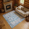 9' X 12' Blue Beige And Teal Oriental Washable Area Rug With UV Protection