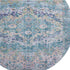 8' Denim Blue Beige And Wheat Oriental Washable Round Rug With UV Protection