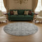 8' Gray And Silver Oriental Washable Round Rug With UV Protection