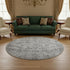8' Gray And Silver Oriental Washable Round Rug With UV Protection