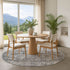8' Gray And Silver Oriental Washable Round Rug With UV Protection