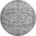 8' Gray And Silver Oriental Washable Round Rug With UV Protection
