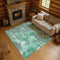 9' X 12' Teal And Silver Abstract Washable Area Rug With UV Protection