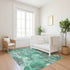 9' X 12' Teal And Silver Abstract Washable Area Rug With UV Protection