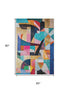 5' X 8' Blue Orange And Pink Abstract Washable Area Rug With UV Protection
