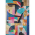 5' X 8' Blue Orange And Pink Abstract Washable Area Rug With UV Protection