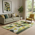 5' X 8' Green Black And Gold Abstract Washable Area Rug With UV Protection