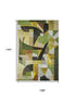 9' X 12' Green Black And Gold Abstract Washable Area Rug With UV Protection