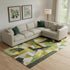 9' X 12' Green Black And Gold Abstract Washable Area Rug With UV Protection
