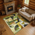 9' X 12' Green Black And Gold Abstract Washable Area Rug With UV Protection