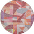 8' Rust Pink And Purple Abstract Washable Round Rug With UV Protection