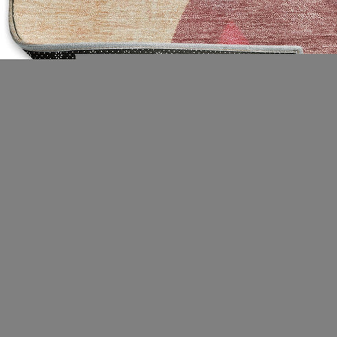 8' Rust Pink And Purple Abstract Washable Round Rug With UV Protection
