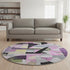8' Purple Black And Yellow Abstract Washable Round Rug With UV Protection