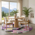 8' Purple Black And Yellow Abstract Washable Round Rug With UV Protection