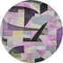 8' Purple Black And Yellow Abstract Washable Round Rug With UV Protection