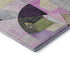 8' Purple Black And Yellow Abstract Washable Round Rug With UV Protection