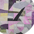 8' Purple Black And Yellow Abstract Washable Round Rug With UV Protection