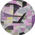 8' Purple Black And Yellow Abstract Washable Round Rug With UV Protection