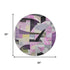 8' Purple Black And Yellow Abstract Washable Round Rug With UV Protection