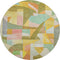 8' Wheat Pink And Olive Green Abstract Washable Round Rug With UV Protection