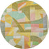8' Wheat Pink And Olive Green Abstract Washable Round Rug With UV Protection