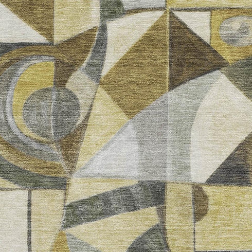 5' X 8' Brown Black And Gray Abstract Washable Area Rug With UV Protection