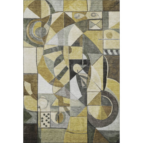 8' X 10' Brown Black And Gray Abstract Washable Area Rug With UV Protection