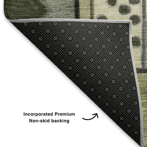 8' X 10' Brown Black And Gray Abstract Washable Area Rug With UV Protection
