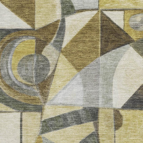 8' X 10' Brown Black And Gray Abstract Washable Area Rug With UV Protection