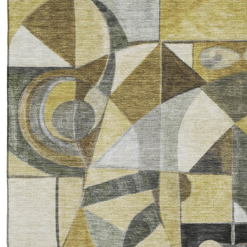 8' X 10' Brown Black And Gray Abstract Washable Area Rug With UV Protection