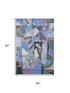 5' X 8' Green Blue And Ivory Abstract Washable Area Rug With UV Protection