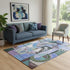5' X 8' Green Blue And Ivory Abstract Washable Area Rug With UV Protection
