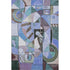 5' X 8' Green Blue And Ivory Abstract Washable Area Rug With UV Protection