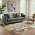 5' X 8' Gold Purple And Ivory Abstract Washable Area Rug With UV Protection