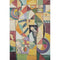 5' X 8' Gold Purple And Ivory Abstract Washable Area Rug With UV Protection