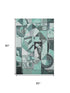 5' X 8' Teal Black And Ivory Abstract Washable Area Rug With UV Protection