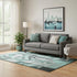 5' X 8' Teal Black And Ivory Abstract Washable Area Rug With UV Protection