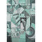 5' X 8' Teal Black And Ivory Abstract Washable Area Rug With UV Protection