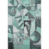 5' X 8' Teal Black And Ivory Abstract Washable Area Rug With UV Protection