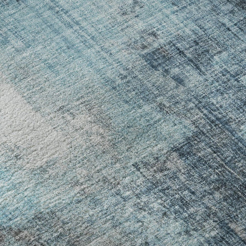 5' X 8' Blue And Gray Abstract Washable Area Rug With UV Protection