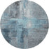8' Blue And Gray Abstract Washable Round Rug With UV Protection