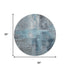 8' Blue And Gray Abstract Washable Round Rug With UV Protection
