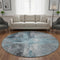 8' Blue And Gray Abstract Washable Round Rug With UV Protection