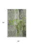 5' X 8' Fern Green And Gray Abstract Washable Area Rug With UV Protection