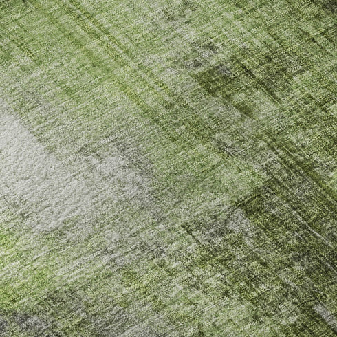 5' X 8' Fern Green And Gray Abstract Washable Area Rug With UV Protection