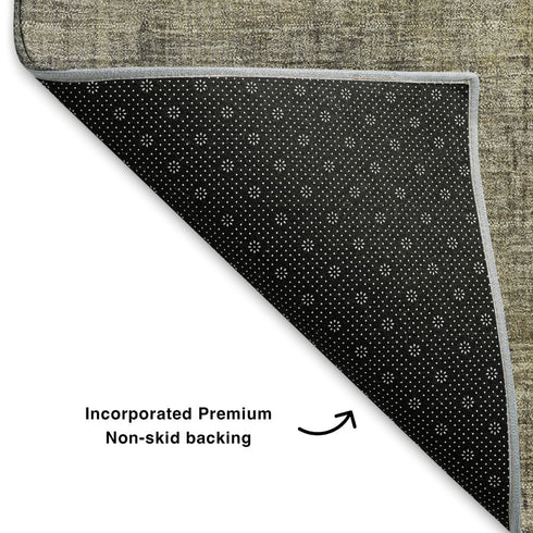 5' X 8' Granite Gray And Gold Abstract Washable Area Rug With UV Protection